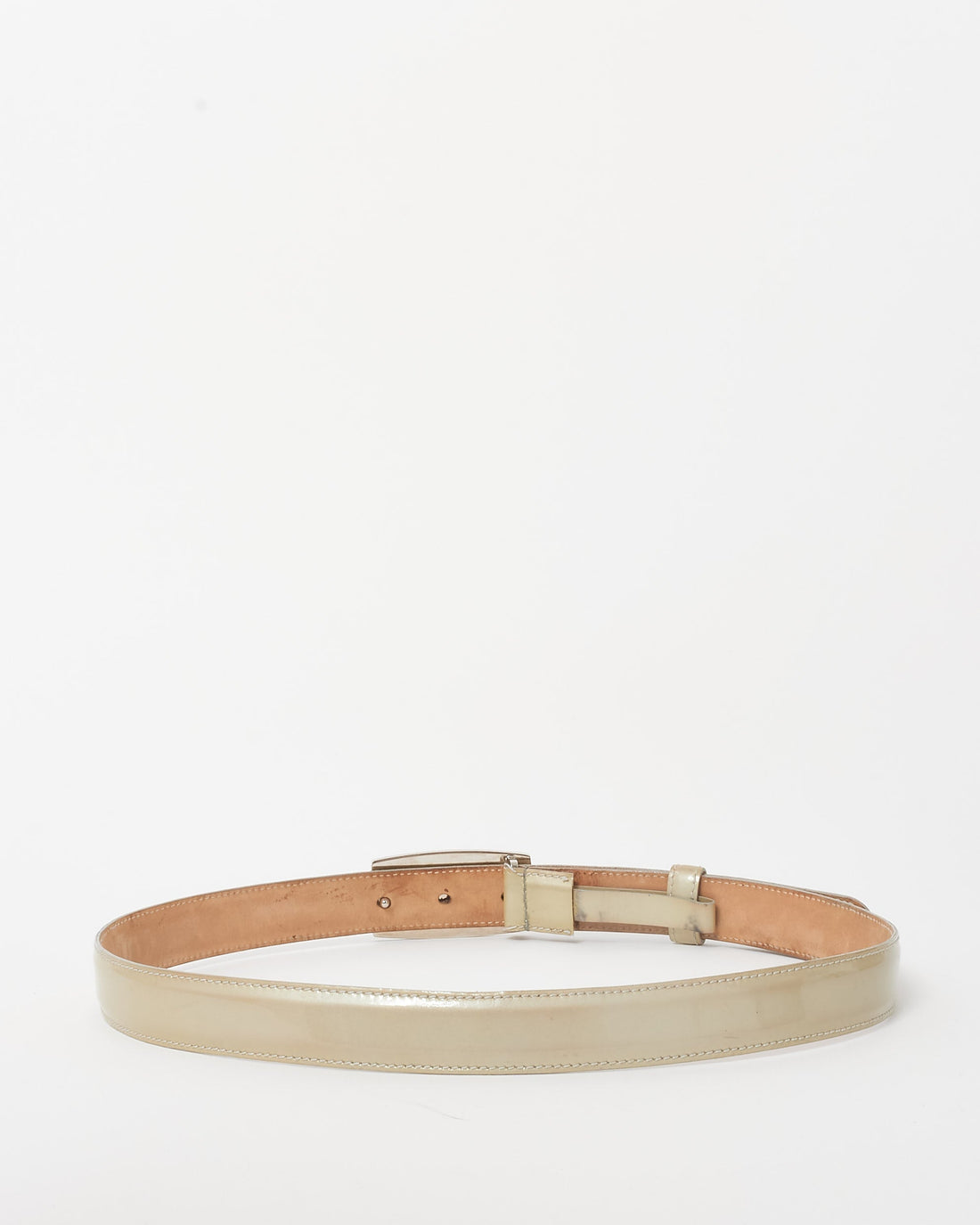 Dior   Pistacchio Green Patent Leather Logo Plaque Belt - 90
