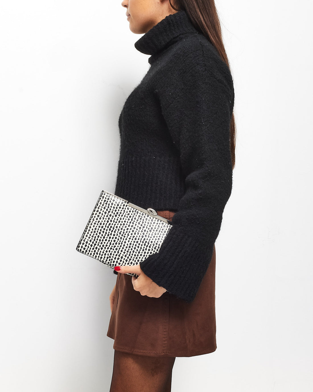 Dior   Black & White Animal Print Snakeskin Clutch