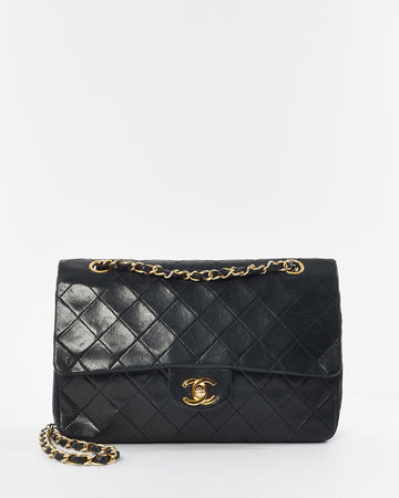 Chanel   Black Lambskin Leather Medium Classic Flap Bag