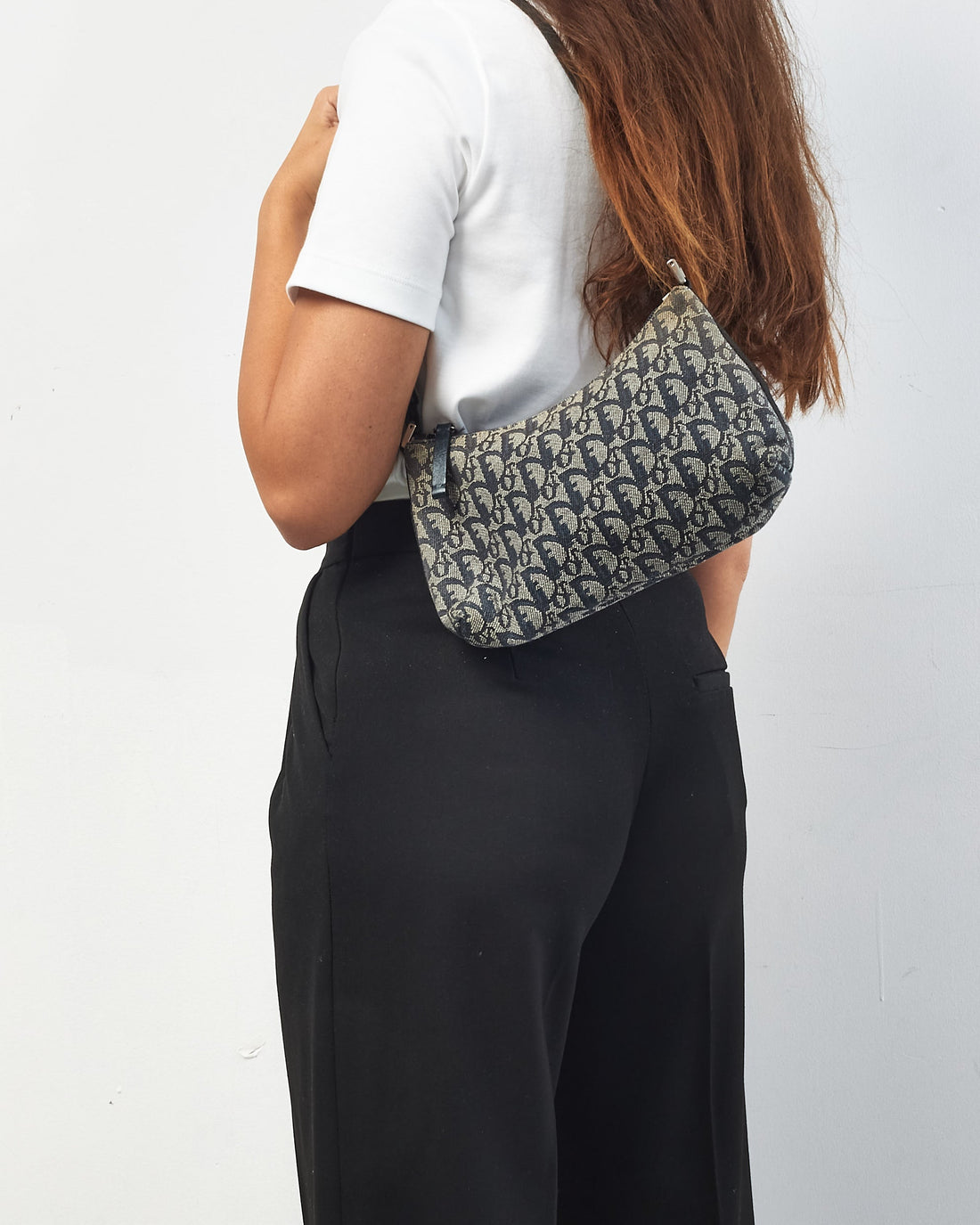 Dior   Blue Oblique Canvas Shoulder Bag
