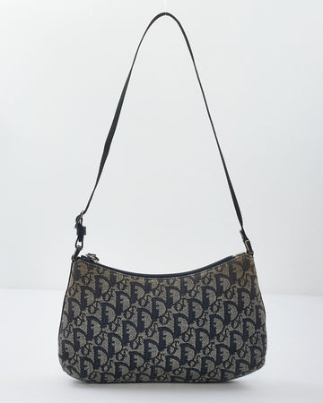 Dior   Blue Oblique Canvas Shoulder Bag