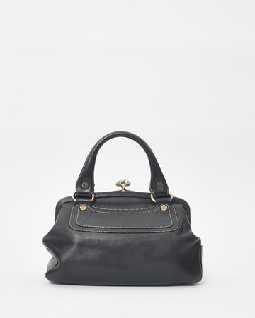 Celine   Black Leather Top Handle Bag
