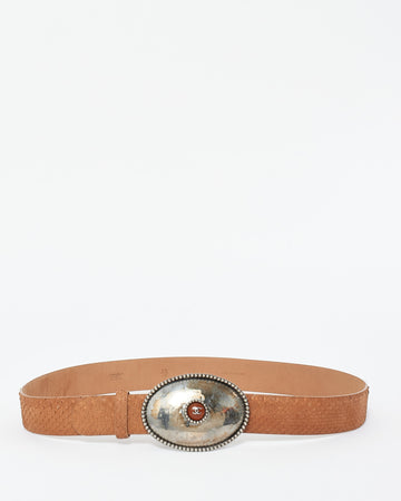 Chanel   Brown Python Leather Western Style Belt - 90/36