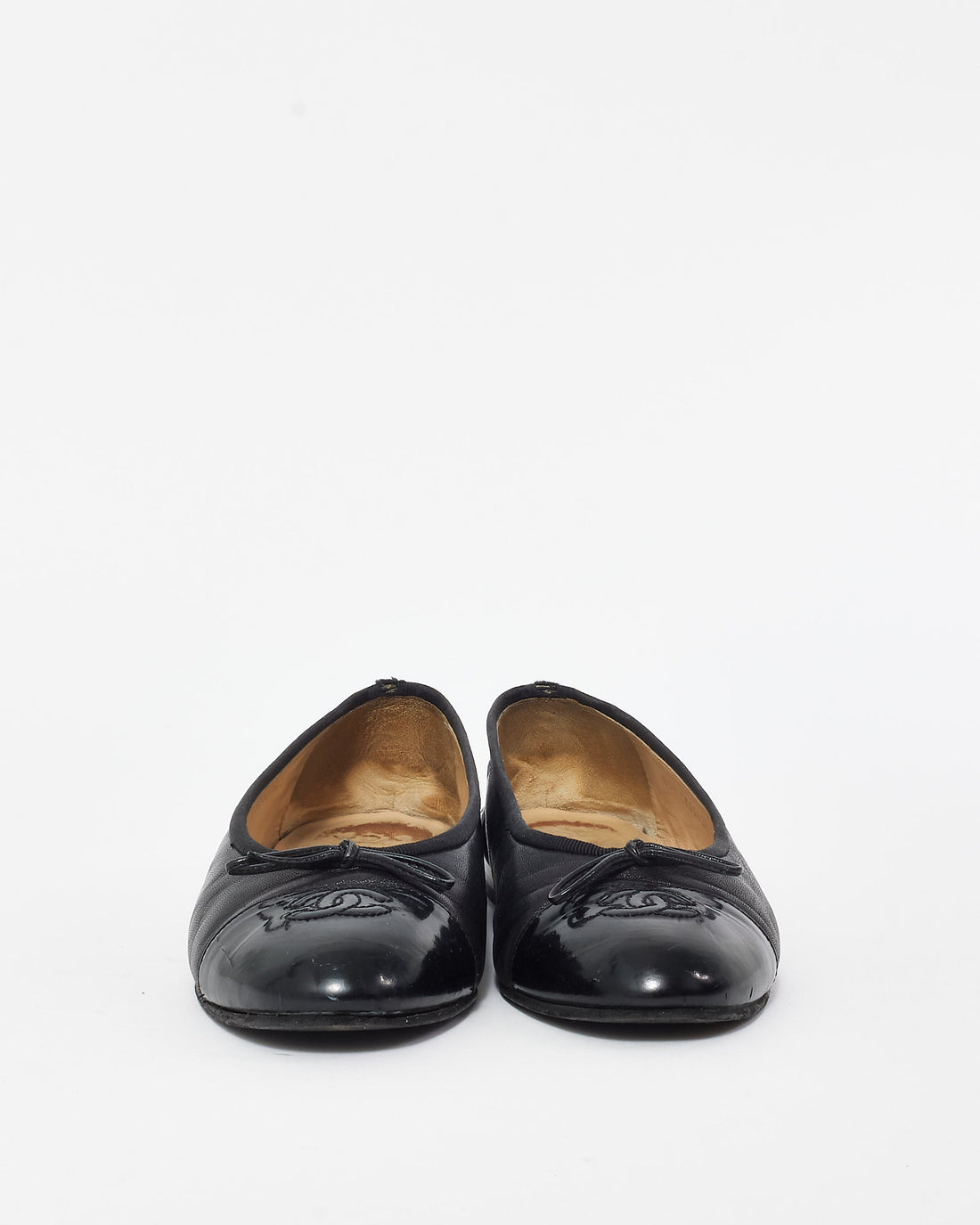 Chanel   Black Lambskin Leather Classic Ballerina Flats - 38.5
