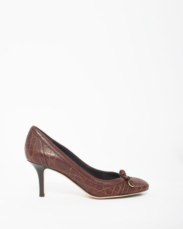 Dior Brown Lambskin Leather Cannage   Style Pumps - 37