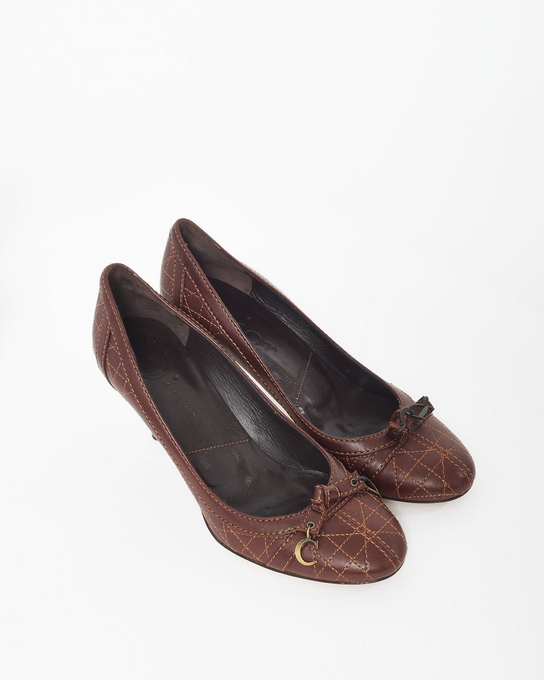 Dior Brown Lambskin Leather Cannage   Style Pumps - 37