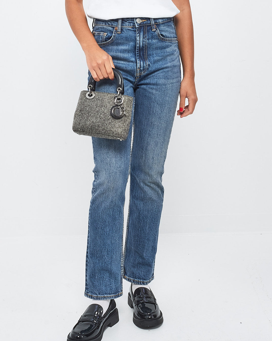 Dior   Black Tweed Mini Lady Dior Tote - NO STRAP