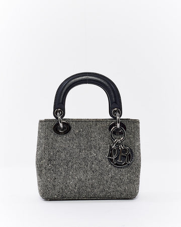 Dior   Black Tweed Mini Lady Dior Tote - NO STRAP