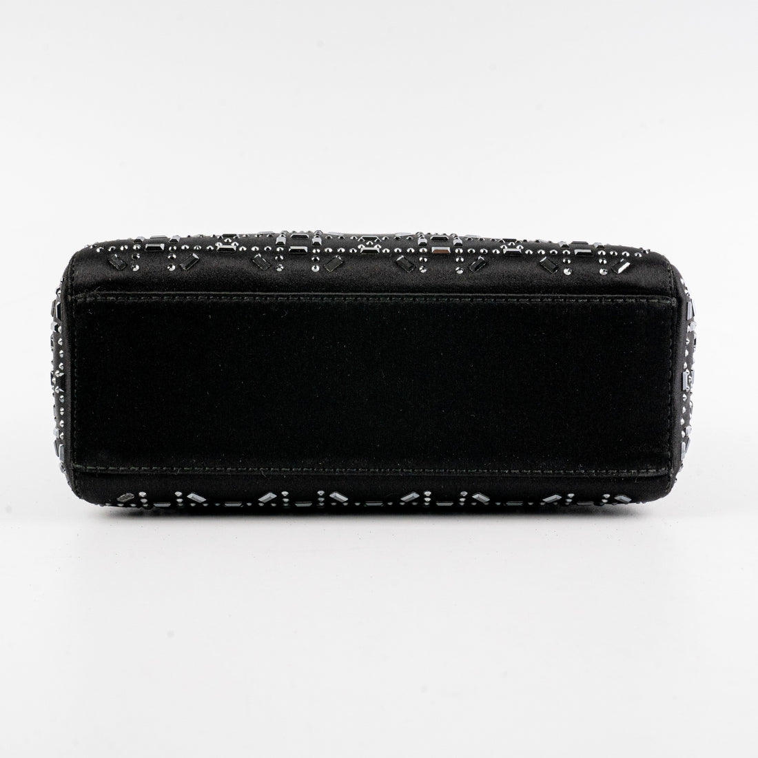 Christian Dior Mini Lady Dior Strass Satin Bag Black