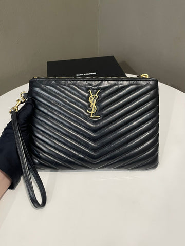 Saint Laurent Cassandre Matelasse A5 Pouch Black