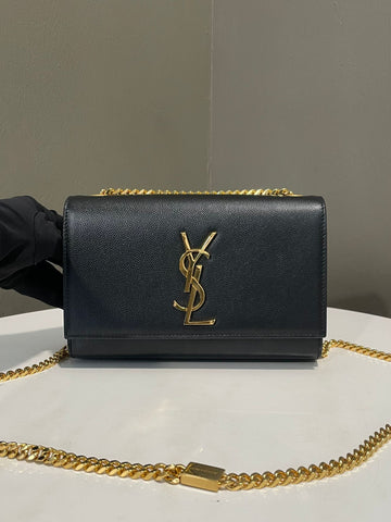 Saint Laurent Kate Bag Black Embossed Grained