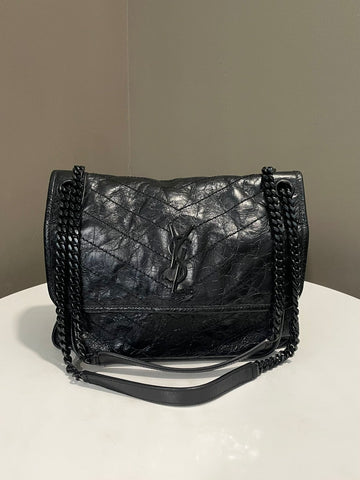 Saint Laurent Nikki Medium Bag Black Aged Calfskin