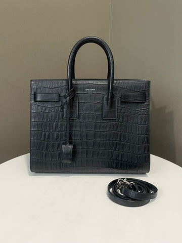 Saint Laurent Sac de Jour bag  Black croc-embossed leather