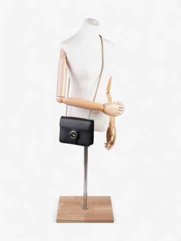 Gucci Dollar Interlocking G Black Calfskin Leather Small