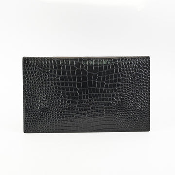 Saint Laurent Uptown Pouch Black Croc Embossed Clutch