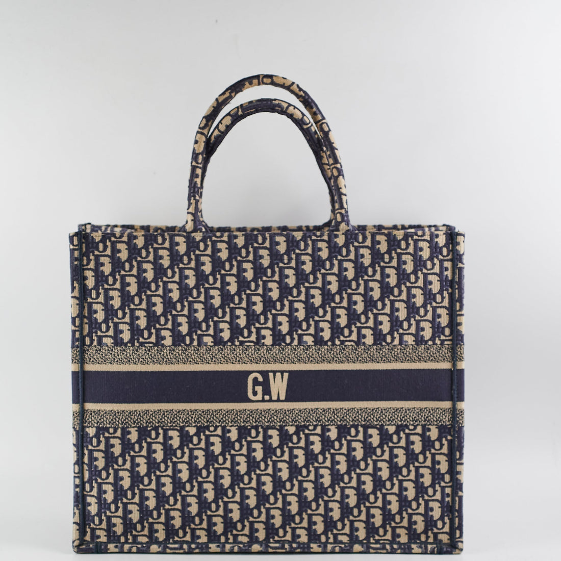 Christian Dior Oblique Book Tote Navy (GW Initials)