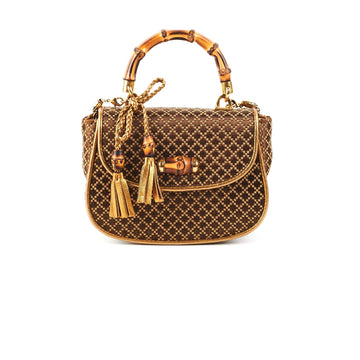 Gucci Mini Bamboo Top Handle Metallic Bag Gold/Brown
