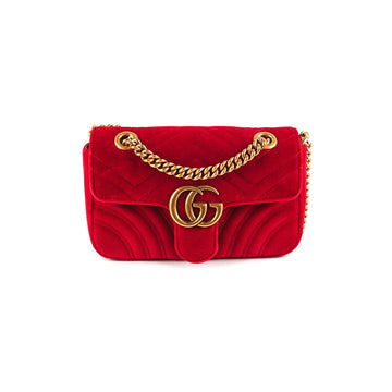 Gucci Mini Marmont Velvet Red