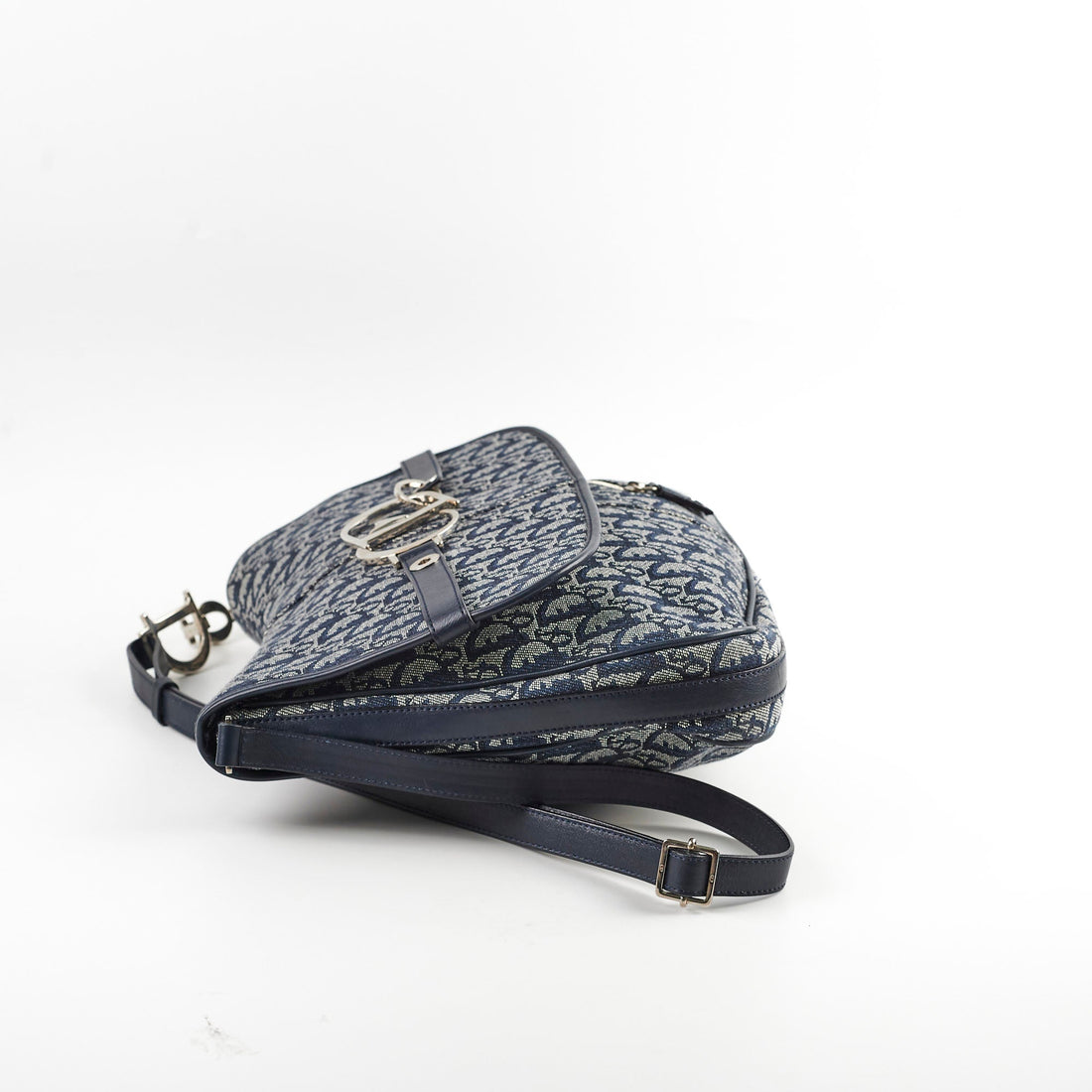 Christian Dior Canvas   Navy Oblique Flap Side Carry 2004