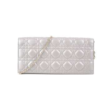 Dior Cannage Lambskin Silver Clutch