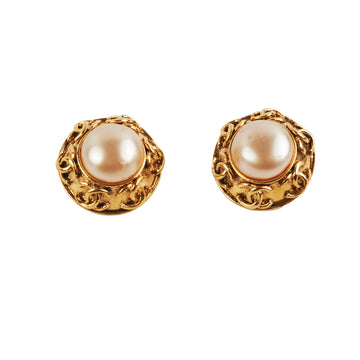 Chanel   Clip On Round Gold Earrings Costume Jewellery