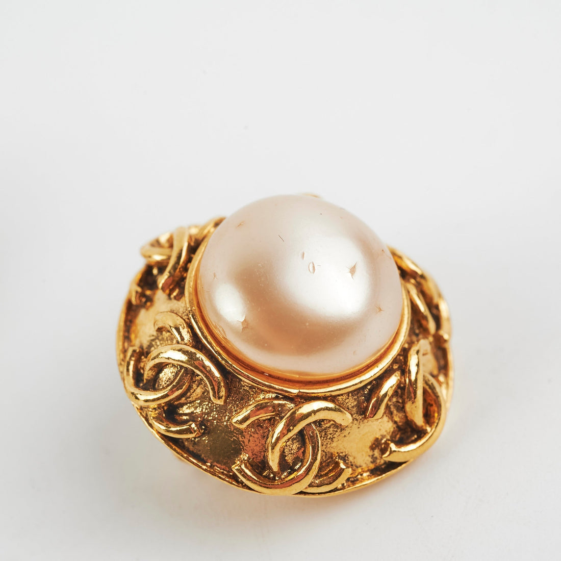 Chanel   Clip On Round Gold Earrings Costume Jewellery