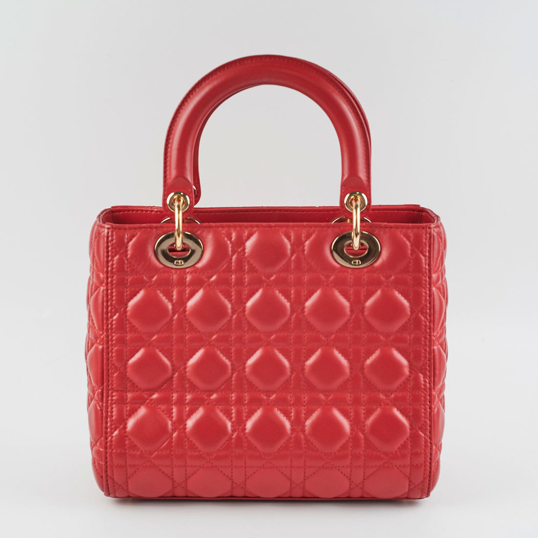 Christian Dior Medium Lady Dior Red Lambskin Bag