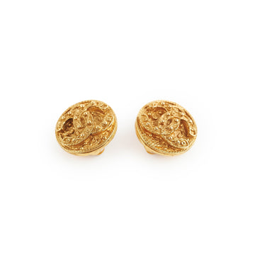 Chanel   Clip On Gold Logo Earrings Costume Jewellery