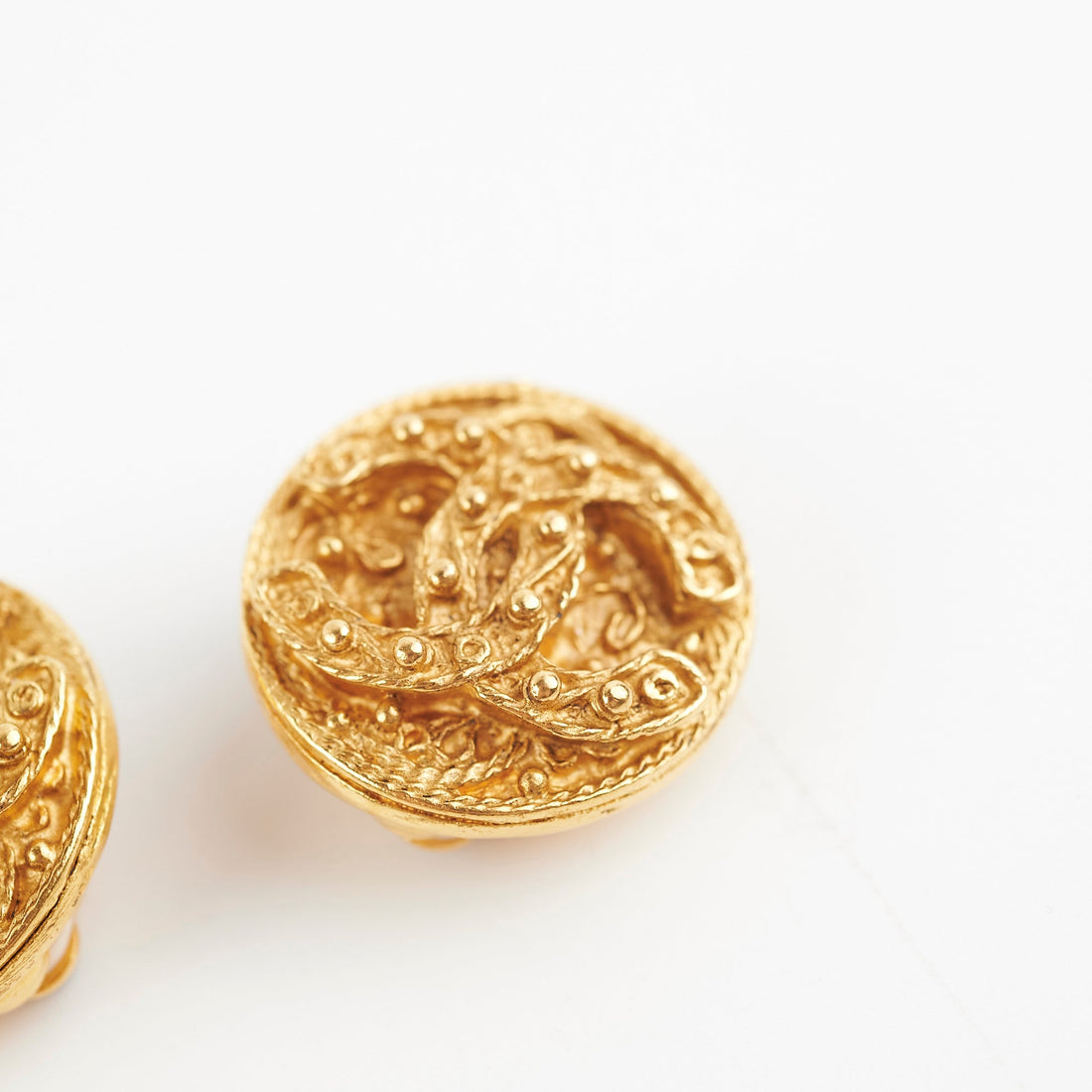 Chanel   Clip On Gold Logo Earrings Costume Jewellery