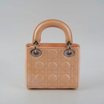 Christian Dior Mini Patent Lady Dior Peach Bag