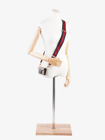 Gucci Dionysus GG Wallet With Web Strap Beige And Ebony GG Supreme / Navy / Red Coated Canvas