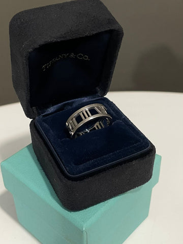 Tiffany & Co. Atlas Roman Numeral Ring  18K White Gold