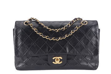 CHANEL   CLASSIC DOUBLE FLAP (341xxxx) SMALL BLACK LAMBSKIN LEATHER GOLD HARDWARE NO DUST COVER