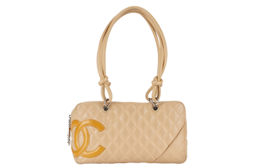 CHANEL   CAMBON BOWLER BAG (1023xxxx) BEIGE LAMBSKIN WITH DUST COVER AND BOX