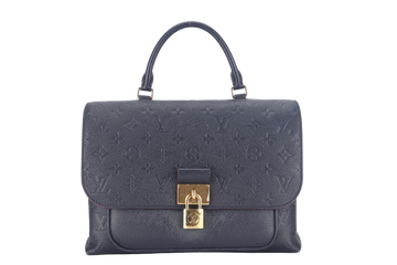 LOUIS VUITTON MARIGNAN BLUE MONOGRAM EMPREINTE LEATHER GOLD HARDWARE WITH STRAPS AND DUST COVER