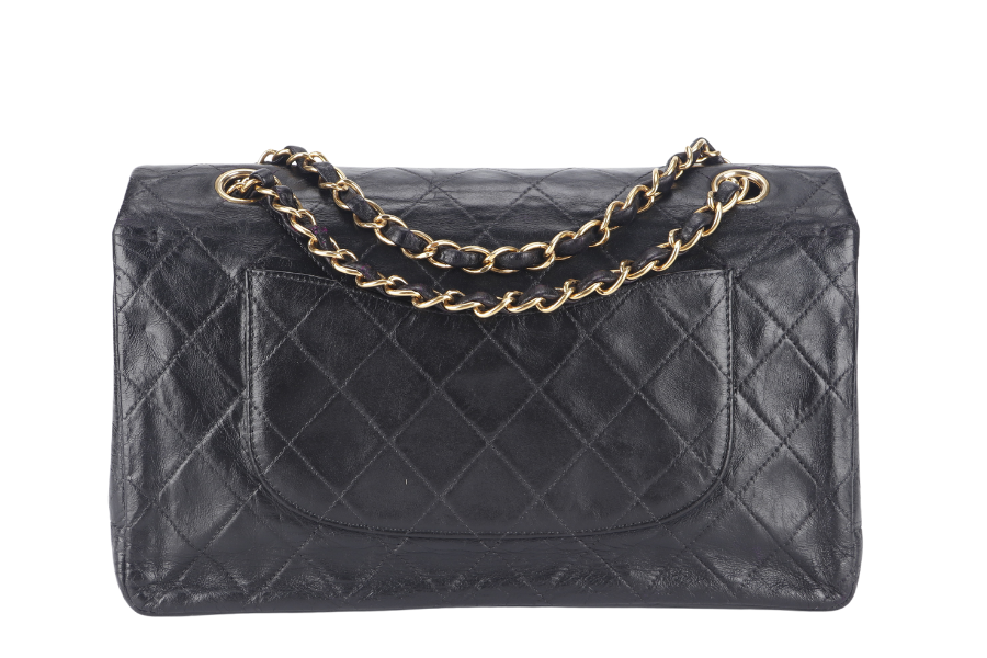 CHANEL   CLASSIC DOUBLE FLAP (341xxxx) SMALL BLACK LAMBSKIN LEATHER GOLD HARDWARE NO DUST COVER