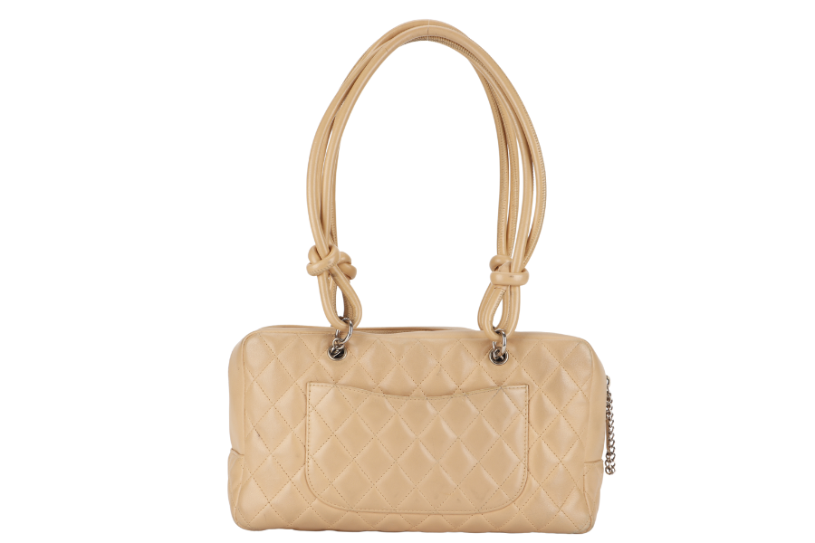 CHANEL   CAMBON BOWLER BAG (1023xxxx) BEIGE LAMBSKIN WITH DUST COVER AND BOX