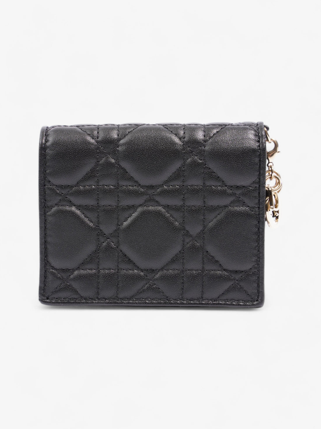 Christian Dior Lady Dior Wallet Black / Light Gold Lambskin Leather Medium