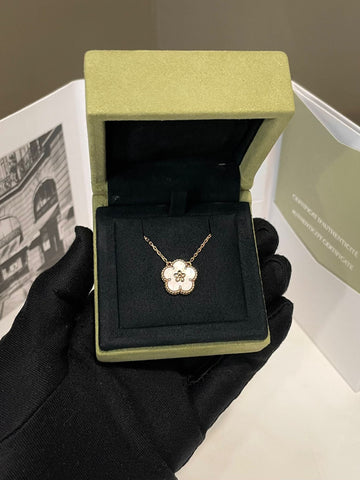 Van Cleef Lucky Spring Plum Blossom Pendant Necklace Mother Of Pearl