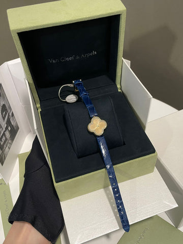 Van Cleef & Arpels Sweet Alhambra Watch Blue Alligator