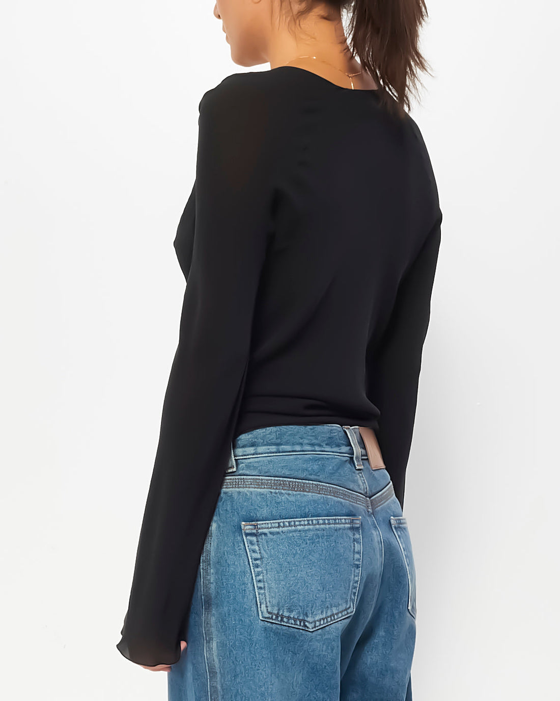 Dior   Black Chiffon Wrap Around Top - 40