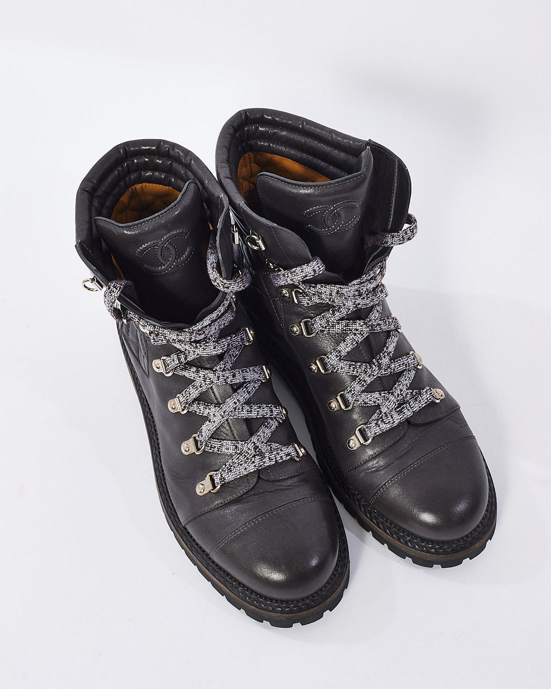 Chanel Black Quilted Leather Combat Boots - 43