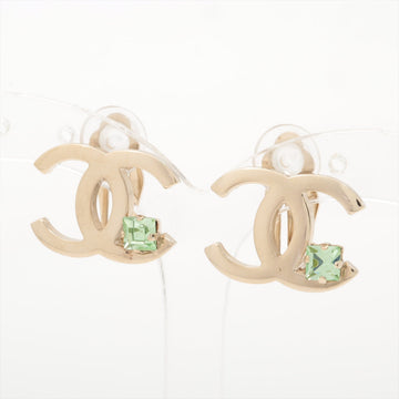 Chanel Coco Logo Green Gemstone Clip On Earrings Costume Jewellery