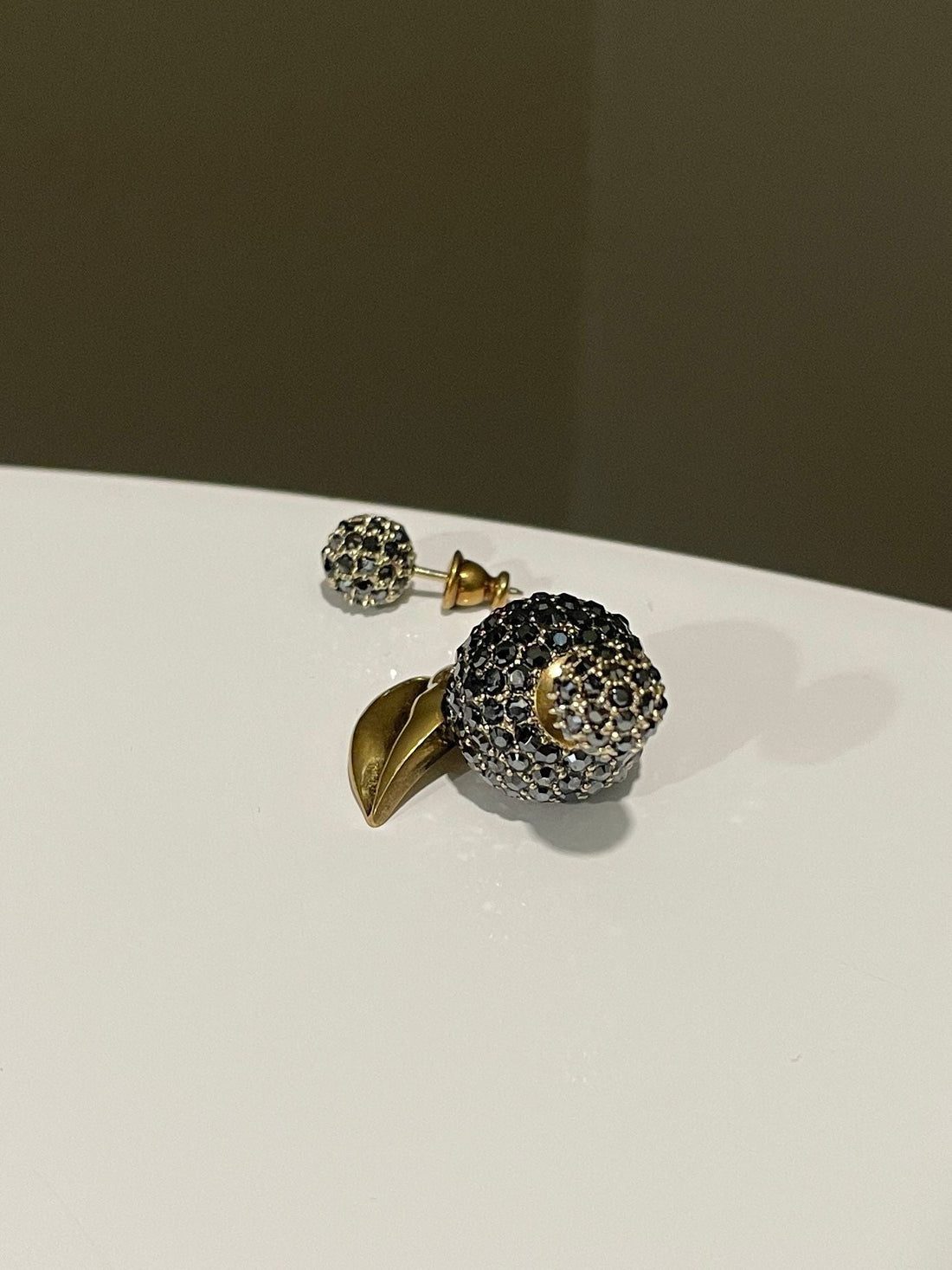 Dior Lip Tribal Earrings Dark Grey Rhinestones