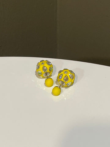 Dior Mise En Dior Tribal Earrings Neon Yellow Crystal