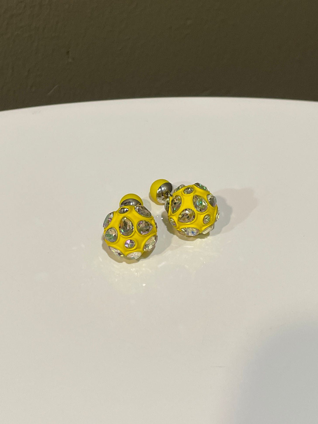 Dior Mise En Dior Tribal Earrings Neon Yellow Crystal