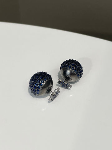 Dior Tribal Star Pearl Earrings Blue Rhinestones / Metallic Grey Pearls