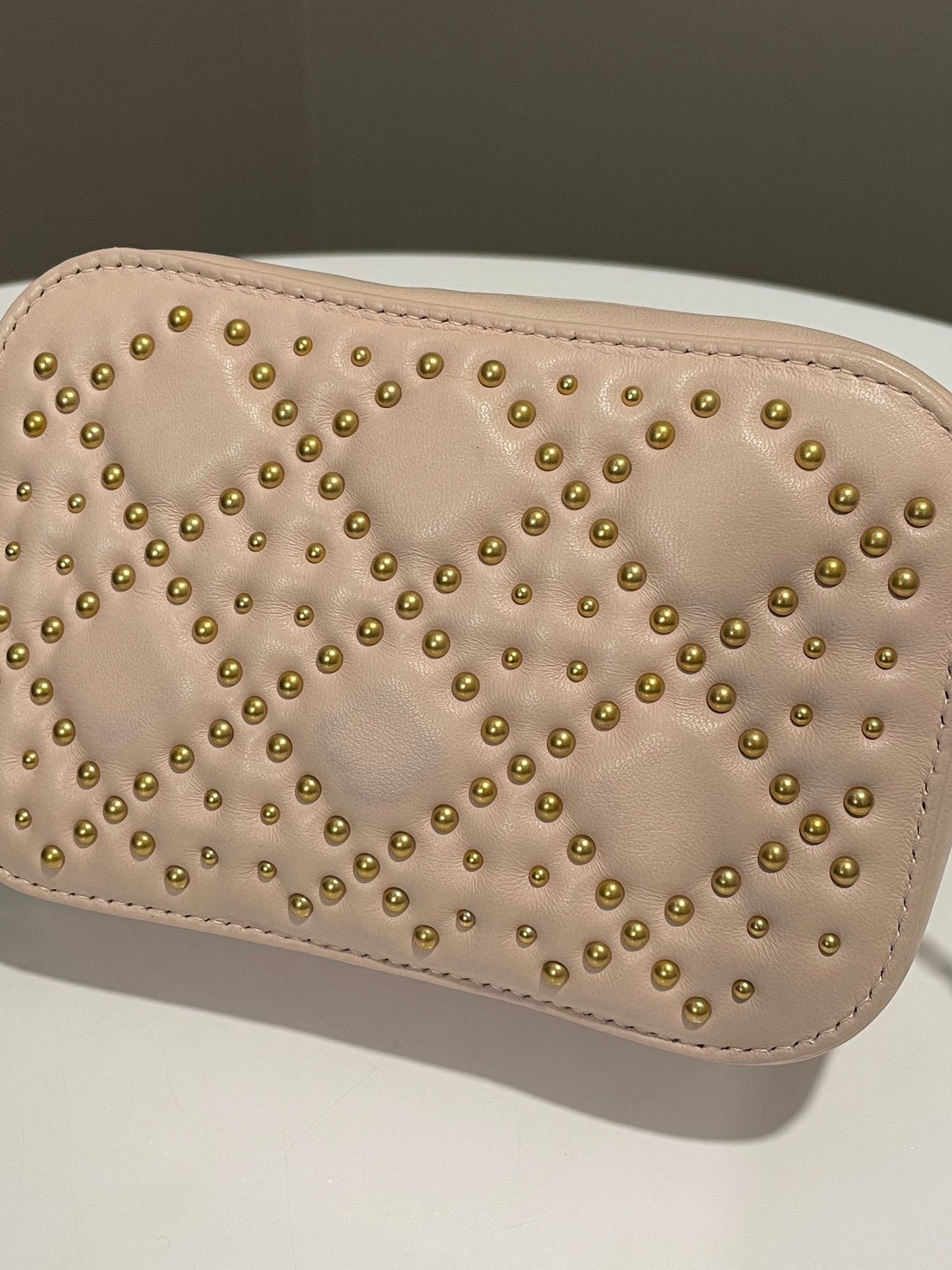 Dior Cannage Studded Lady Dior Camera Bag Powder Beige Lambskin