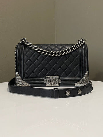 Chanel Dallas Boy Old Medium Black Calf