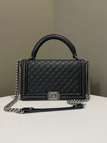 Chanel Chain Around Top Handle New Medium Boy Black Calf
